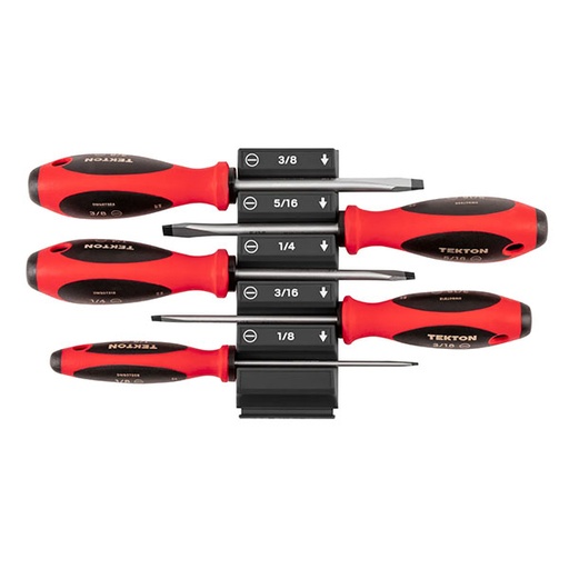 [RX1-12-07017] Tekton - Slotted Screwdriver Set With Black Modular Organizers - 4 Inch Shanks 5-Piece (1/8 - 3/8 In.)