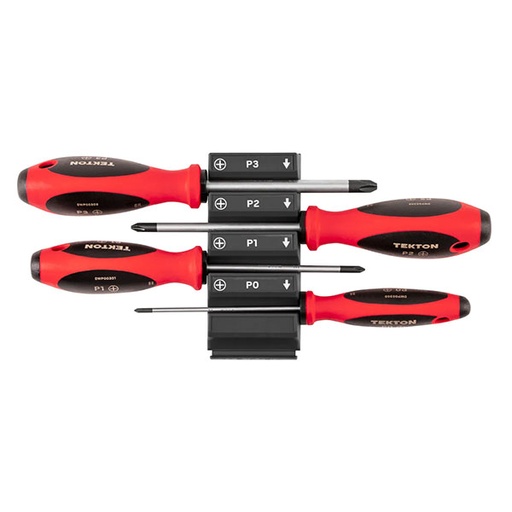 [RX1-12-07018] Tekton - Phillips Screwdriver Set With Black Modular Organizers - 4 8 Inch Shanks 8-Piece