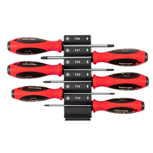 [RX1-12-07023] Tekton - Torx Screwdriver Set With Black Modular Organizers - 4 Inch Shanks 6-Piece (T10 - T30)