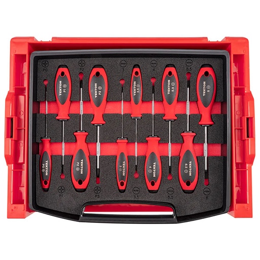 [RX1-12-07026] Tekton - Phillips And Slotted Screwdriver Set With Open Top Drawer And Rack - 4 Inch Shanks 10-Piece