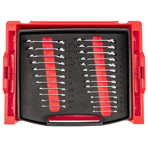 [RX1-12-07033] Tekton - Stubby Combination Wrench Set With Open Top Drawer And Rack 25-Piece (1/4 - 3/4 In. 6 - 19 mm)