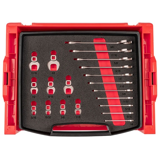 [RX1-12-07034] Tekton - Angle Head And Crowfoot Wrench Set With Open Top Drawer And Rack 20-Piece (1/4 - 3/4 In.)