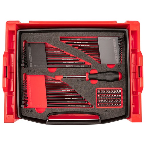 [RX1-12-07038] Tekton - L-KEY And Bit Driver Set With Open Top Drawer And Rack 78-Piece