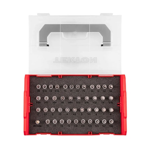 [RX1-12-07055] Tekton - 1/4 Inch Drive Bit Socket Set With Mini Stacking Tool Box (44-Piece)