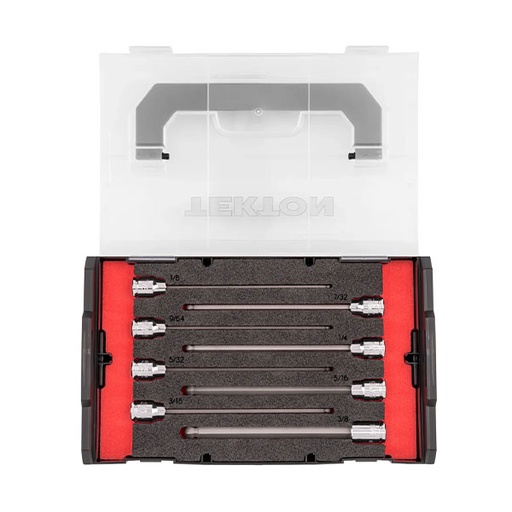 [RX1-12-07056] Tekton - 3/8 Inch Drive Long Ball End Hex Bit Socket Set With Mini Stacking Tool Box 8-Piece (1/8 - 3/8 In.)