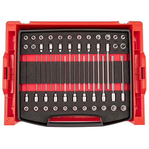 [RX1-12-07059] Tekton - 3/8 Inch Drive Standard And Long Bit Socket Set With Open Top Drawer And Rack (48-Piece)