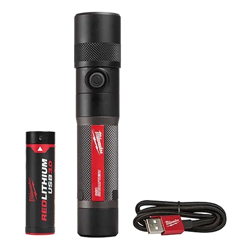 [RX1-12-05691] Milwaukee Redlithium USB 1100L Twist Focus Flashlight