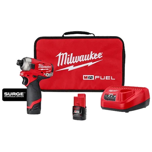 [RX1-12-05872] Milwaukee M12 Fuel Surge 1/4 Hex Hydraulic Driver 2 Battery Kit