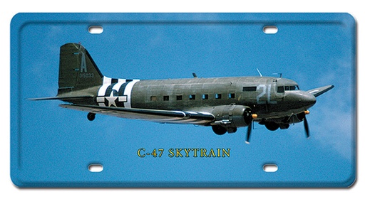 [RX1-13-08220] C-47 Skytrain Metal License Plate 12X6