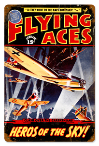 [RX1-13-08242] Flying Aces Metal Sign 12X18