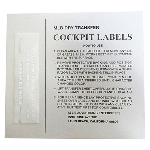 [RX1-09-05511] Passenger Warning Placard New White