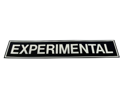 [RX1-09-42856] Experimental Placard 1X5 White On Blk