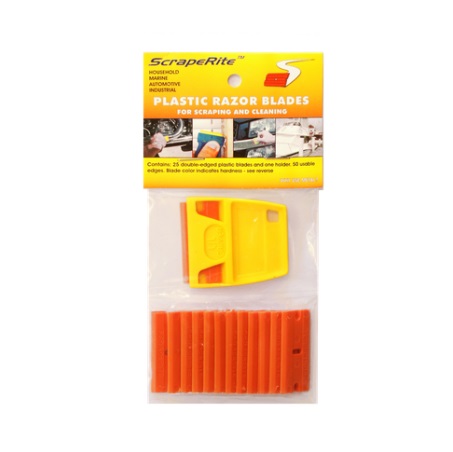 [RX1-12-05556] SCRAPERITE 5 PACK POLYCARBONATE BLUE BLADES CONTAINS ONE HOLDER WITH BLADE INSERTED AND FOUR REPLACEMENT BLADES