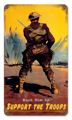 [RX1-13-08268] Back Him Up Metal Sign 8 X 14