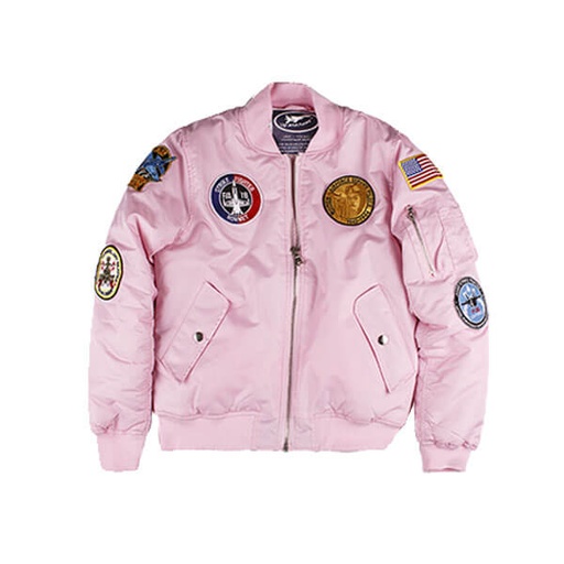 [RX1-13-20725] MA-1 Pink Flight Ladies Jacket 6 Patch Xs