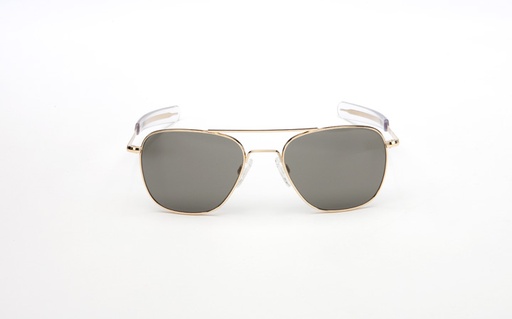 [RX1-13-00679] Randolph Aviator Sunglasses - 52MM Gold 23K Bayonet Temple Grey Lens