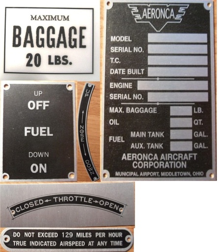 [RX1-05-12333] 7Ac Nose Up/Down Trim Placard