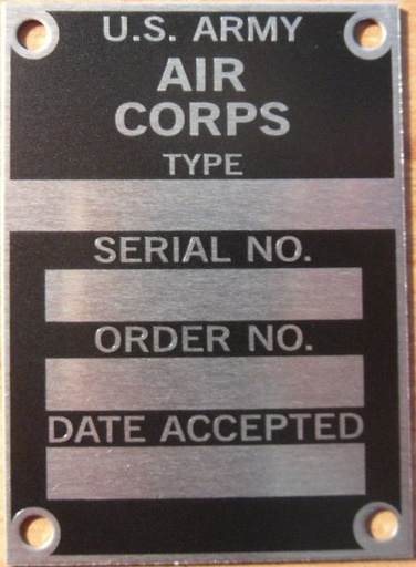 [RX1-05-12334] U.S. Army Air Corp Data Plate