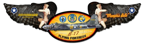 [RX1-13-08091] Memphis Bell Winged Oval Metal Sign 35X10