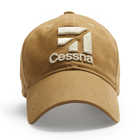 [RX1-13-21480] Cessna 3D Logo Cap - Tan