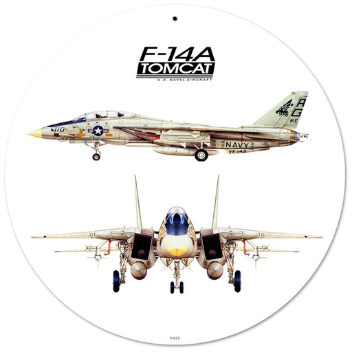 [RX1-13-08508] F-14 Tomcat Metal Sign 14 Rnd