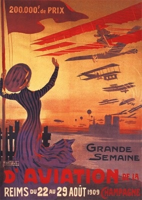 [RX1-13-17780] Postcard Woman Waving During Great Wk Of Aviation