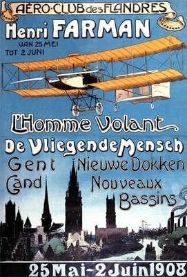 [RX1-13-17784] Postcard Henry Farman Flies The Flying Man