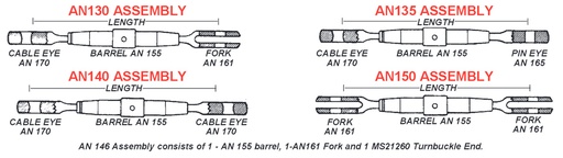 [RX1-AN140-16S] Turnbuckle Assembly AN140-16S