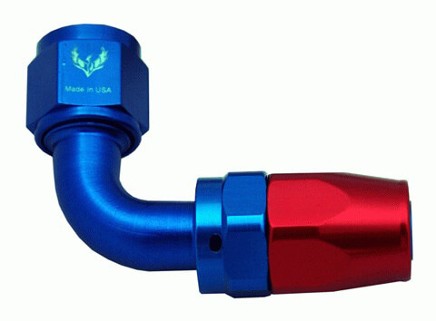[RX1-04-03614] AN -8 Swivel Hose End 90 Degree - Blue/Red J890-2