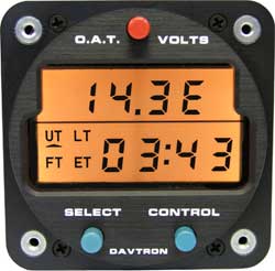 [RX1-10-25520-28] Davtron Model 803-28V Ut Lt Foot & Et Digital Clock 28V Lighting Voltmeter OAT F & C Temp. Probe Included