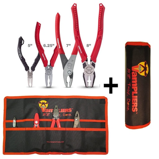 [RX1-12-05061] Vampliers 4-Pc Set S4Ap 5 Min 6.25 7 Small J 8 Pro & Pouch