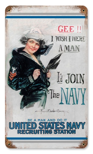[RX1-13-08270] Gee Navy Metal Sign 8X14