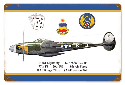 [RX1-13-08451] P-38 Dugald Camero Metal Sign 18X12