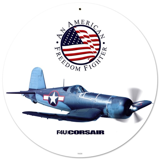 [RX1-13-08509] F4U Corsair Metal Sign 14 Rnd