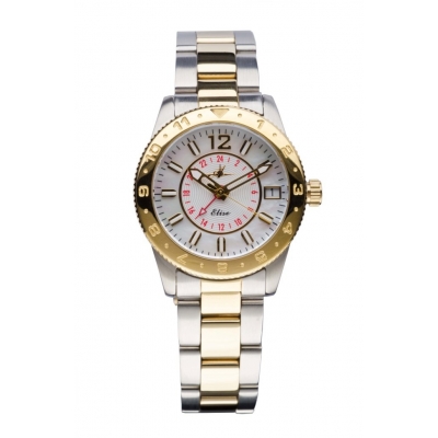[RX1-13-11397] Abingdon Women Elise Two-Tone Tri-Time Travel Bracelet Watch