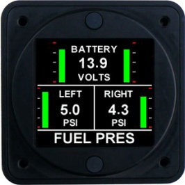 [RX1-10-04459] Aerospace Logic Dual Fuel Pressure And Voltmeter Kit FP202Vk