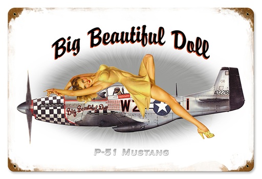 [RX1-13-08469] P-51 Pin Up Metal Sign 12X8