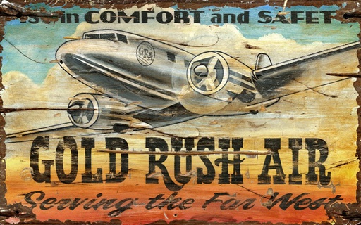 [RX1-13-17564] Gold Rush Air Metal Sign 15X26