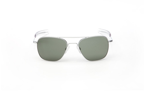 [RX1-14-01847] Randolph Aviator Sunglasses - 55MM Matte Chrome Bayonet Temple Agx Lens