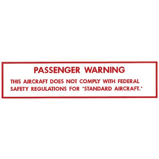 [RX1-09-05359] Passenger Warning Decal