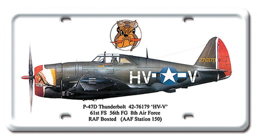 [RX1-13-08190] P47D Thunderbolt Metal License Plate 12X6