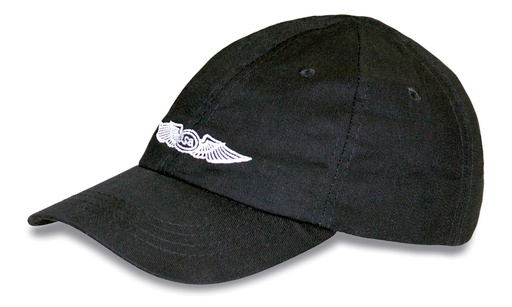 [RX1-13-12964] ASA BASEBALL CAP BLACK W/ EMBROIDERED WHITE ASA WINGS