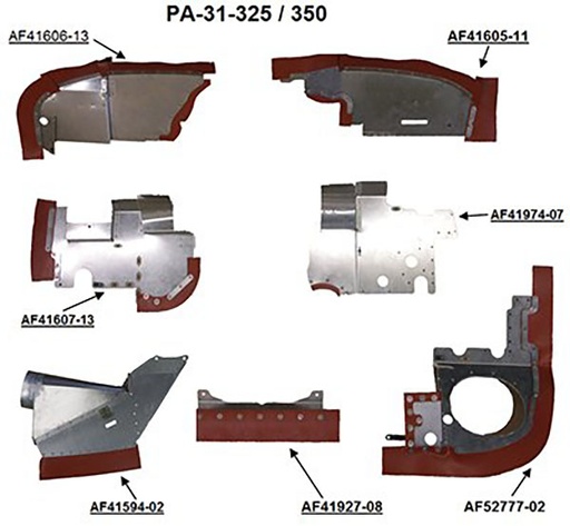 [RX1-05-22814] Piper PA31-325/350 Engine Baffle Kit Bare Black Seals