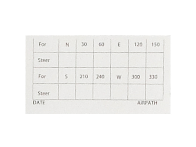 [RX1-10-01659] Airpath Spare Compass Deviation Card C23-807
