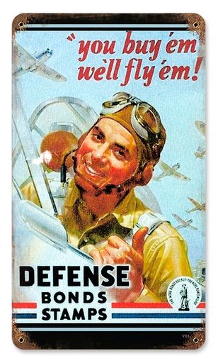 [RX1-13-08265] Defense Bond Stamps Metal Sign 8X14