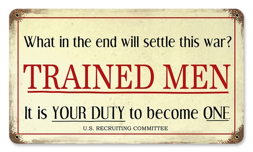 [RX1-13-08271] Trained Men Metal Sign 14X8
