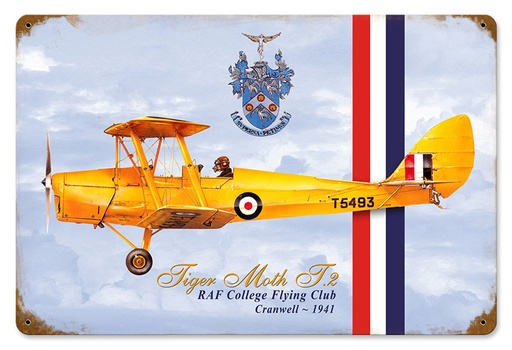 [RX1-13-08498] Tiger Moth Metal Sign 18X12