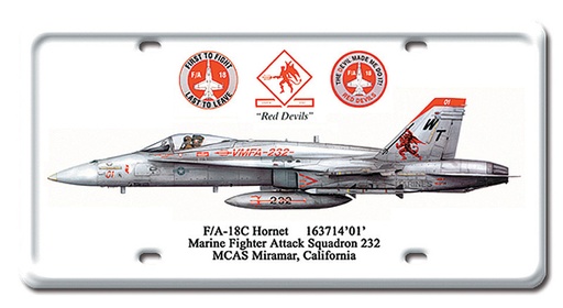 [RX1-13-08187] F/A 182C Hornet Metal Licence Plate 12X6