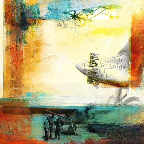 [RX1-13-13224] Martin Young Art Across The Pond Spirit Of St Louis Print 36X36