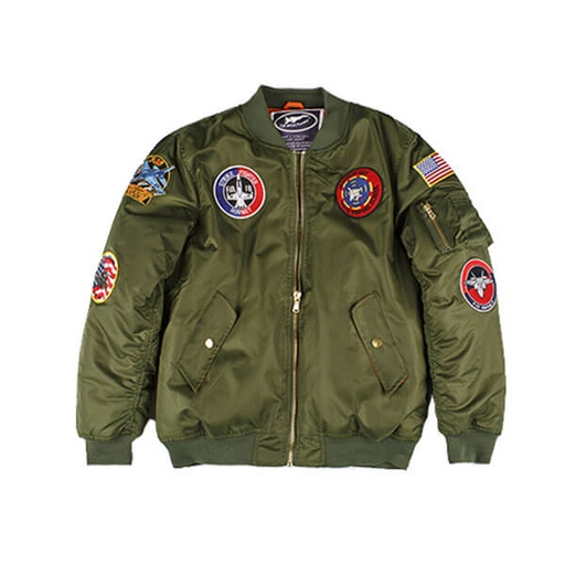 [RX1-13-20722] MA-1 Green Flight Adult Jacket 6 Patch L